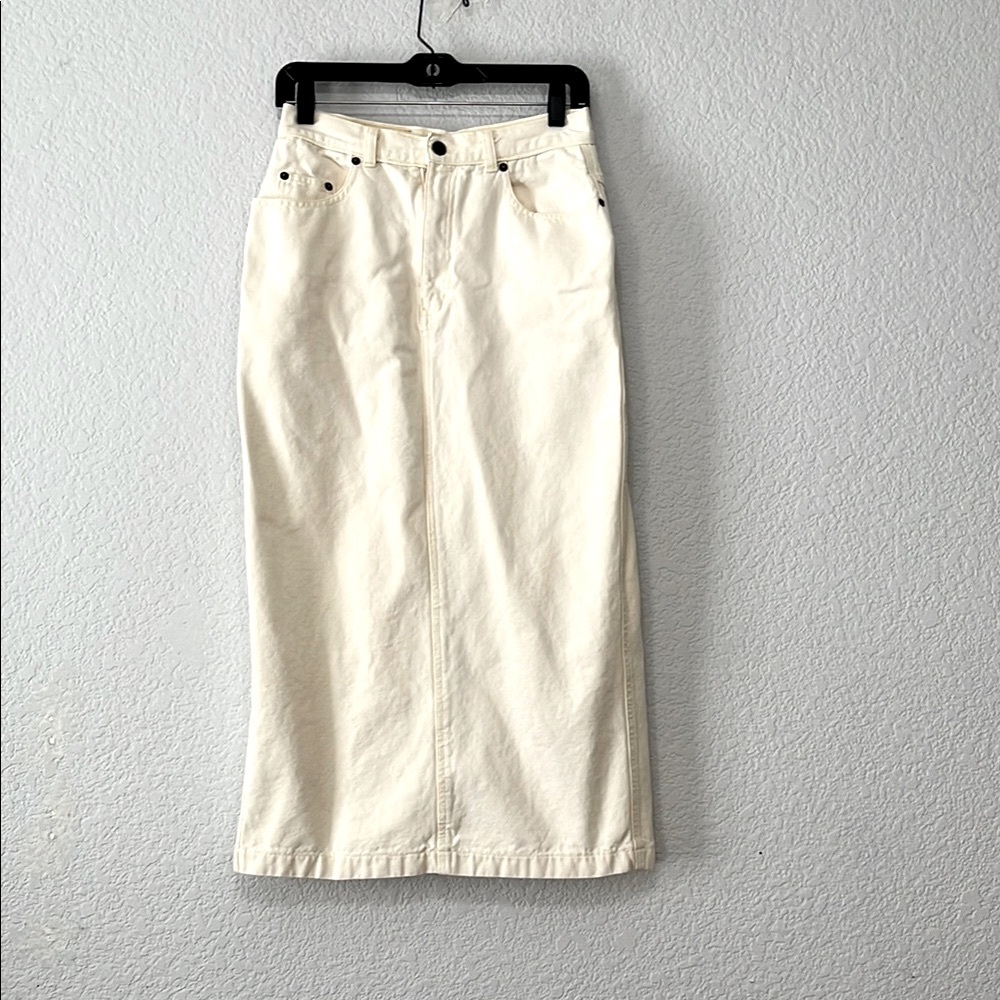 Vintage Merona Cream Denim Midi Skirt